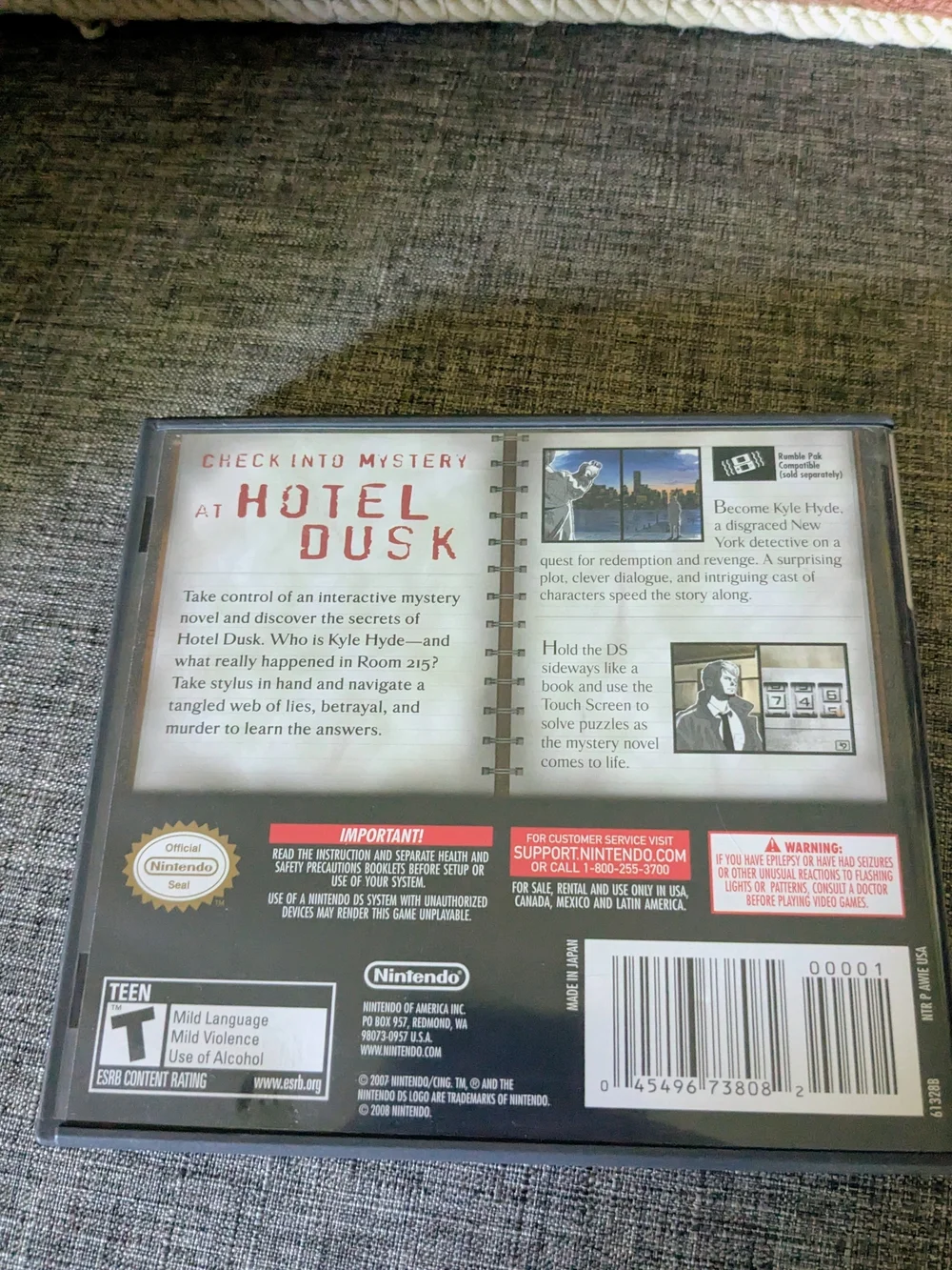 Nintendo Hotel Dusk: Room 215 - Excellent Condition.